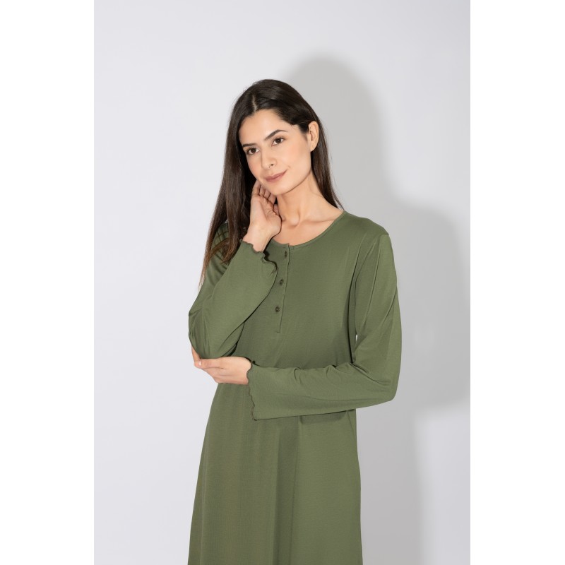 Harmony - Γυναικείο Χειμερινό Νυχτικό Modal Cotton Μονόχρωμο με Πατιλέτα και Δαντέλα