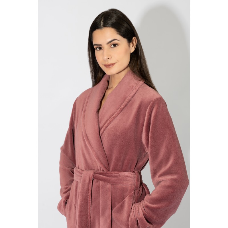 Harmony - Γυναικεία Χειμερινή Μονόχρωμη Κοντή Ρόμπα Σταυρωτή