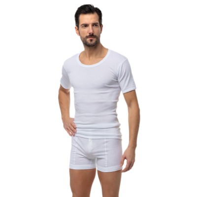 Minerva Ανδρική Φανέλα Κοντό Μανίκι Ανοιχτή Λαιμουδιά (Μέγεθος 5-6-7)