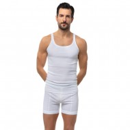 Minerva Classic Ανδρική Αμάνικη Φανέλα Rib 2x2 Ύφανση Ριγέ (Μέγεθος 3-4)