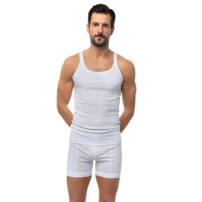 Minerva Classic Ανδρική Αμάνικη Φανέλα Rib 2x2 Ύφανση Ριγέ (Μέγεθος 5-6-7)