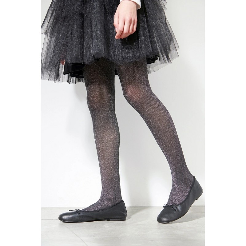 Ider - Παιδικό Ελαστικό Καλσόν 50D με Φιλέ Πλέξη και Ασημί All Over Lurex Απαλό από Μέσα