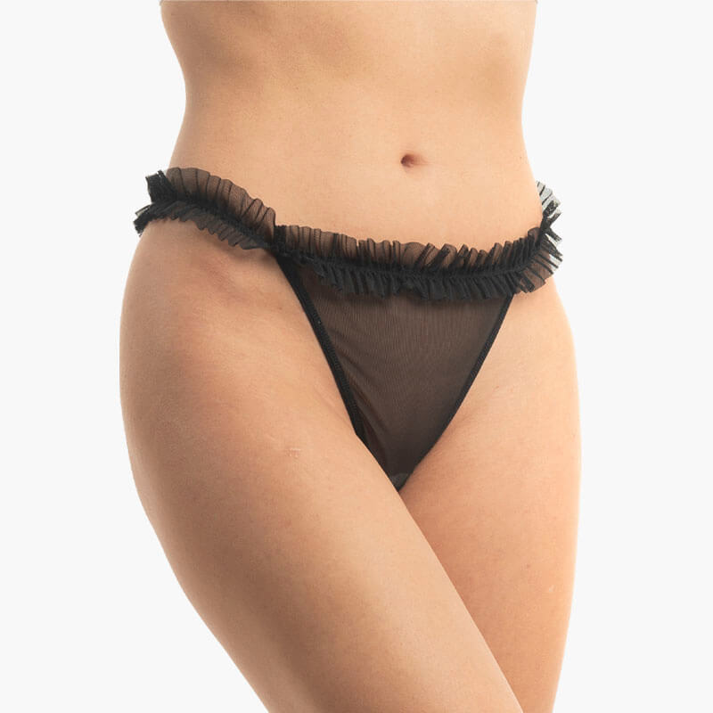 Α.A UNDERWEAR - Γυναικείο Στρινγκ με Διάφανο Ύφασμα και Δαντέλα