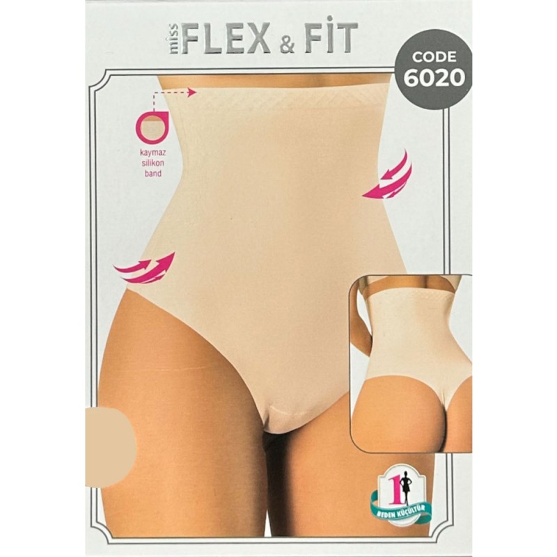 MISS FLEX & FIT Γυναικείο Laser Cut Ψηλόμεσο Λαστέξ String Μπεζ