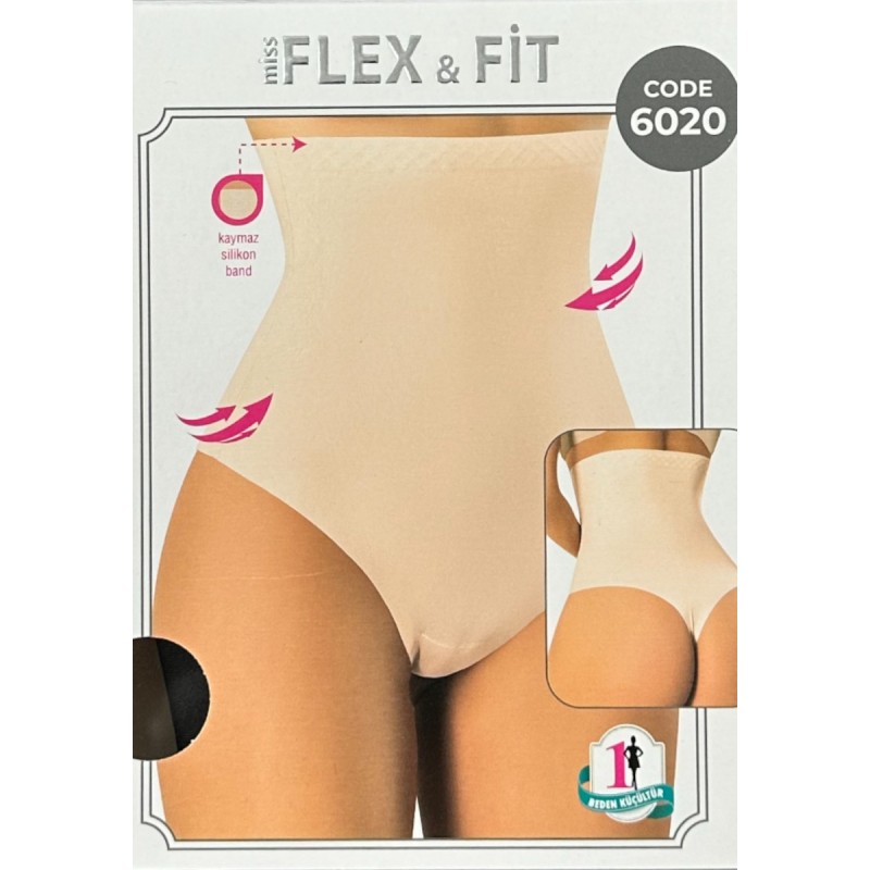 MISS FLEX & FIT Γυναικείο Laser Cut Ψηλόμεσο Λαστέξ String Μαύρο