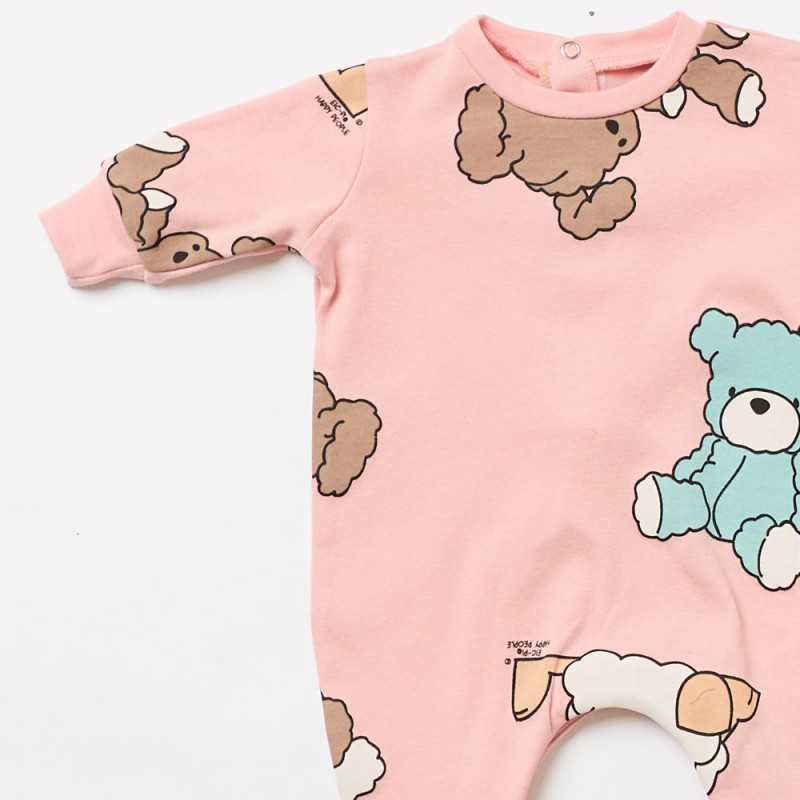 HAPPY PEOPLE - Βρεφικό Πυτζαμάκι για Κορίτσι με Κλειστό Πόδι HAPPY BEAR (1-12 Μηνών)