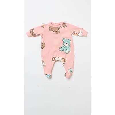 HAPPY PEOPLE - Βρεφικό Πυτζαμάκι για Κορίτσι με Κλειστό Πόδι HAPPY BEAR (1-12 Μηνών)