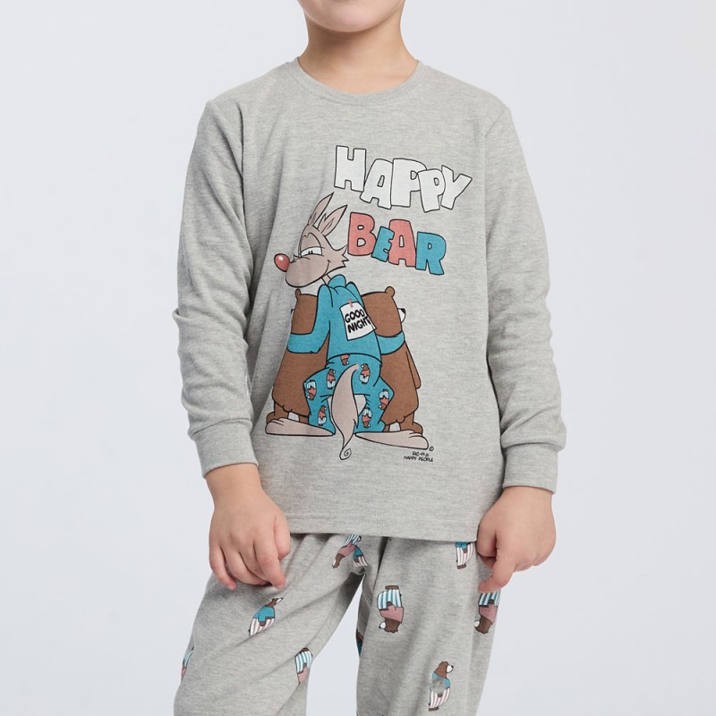 HAPPY PEOPLE - Εφηβική Χειμερινή Πυτζάμα για Αγόρι με Σφικτήρα HAPPY BEAR (10-14 ετών)