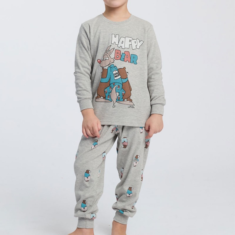 HAPPY PEOPLE - Εφηβική Χειμερινή Πυτζάμα για Αγόρι με Σφικτήρα HAPPY BEAR (10-14 ετών)