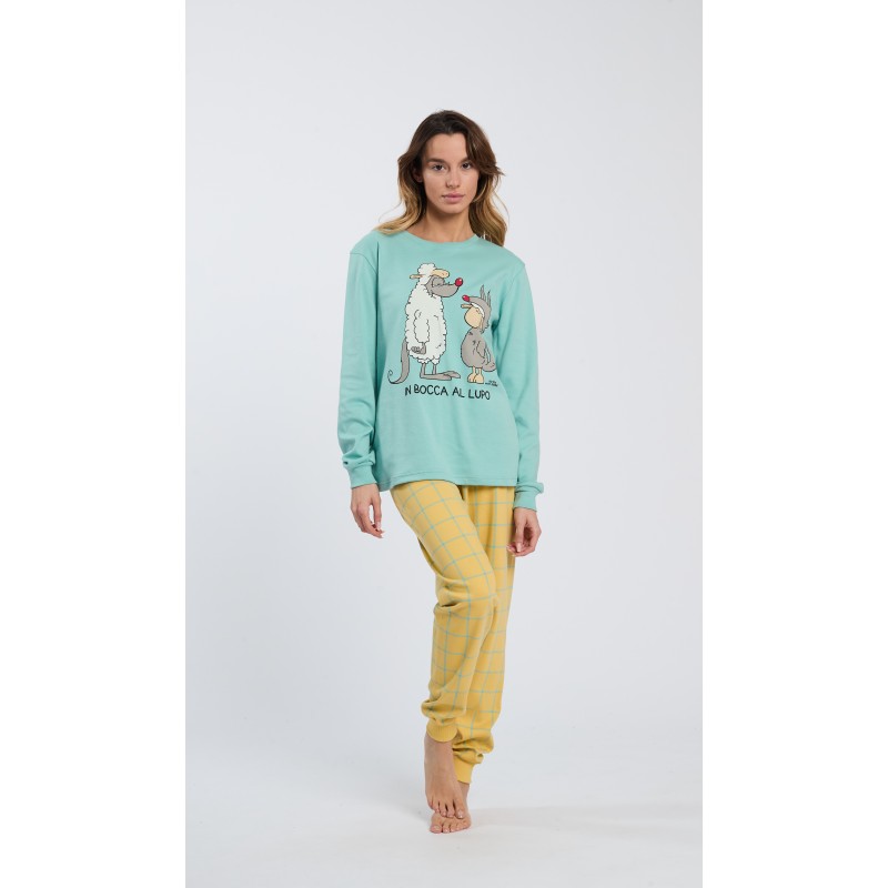 HAPPY PEOPLE - Γυναικεία Χειμερινή Πυτζάμα με Σφικτήρα IN BOCCA AL LUPO