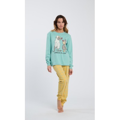 HAPPY PEOPLE - Γυναικεία Χειμερινή Πυτζάμα με Σφικτήρα IN BOCCA AL LUPO