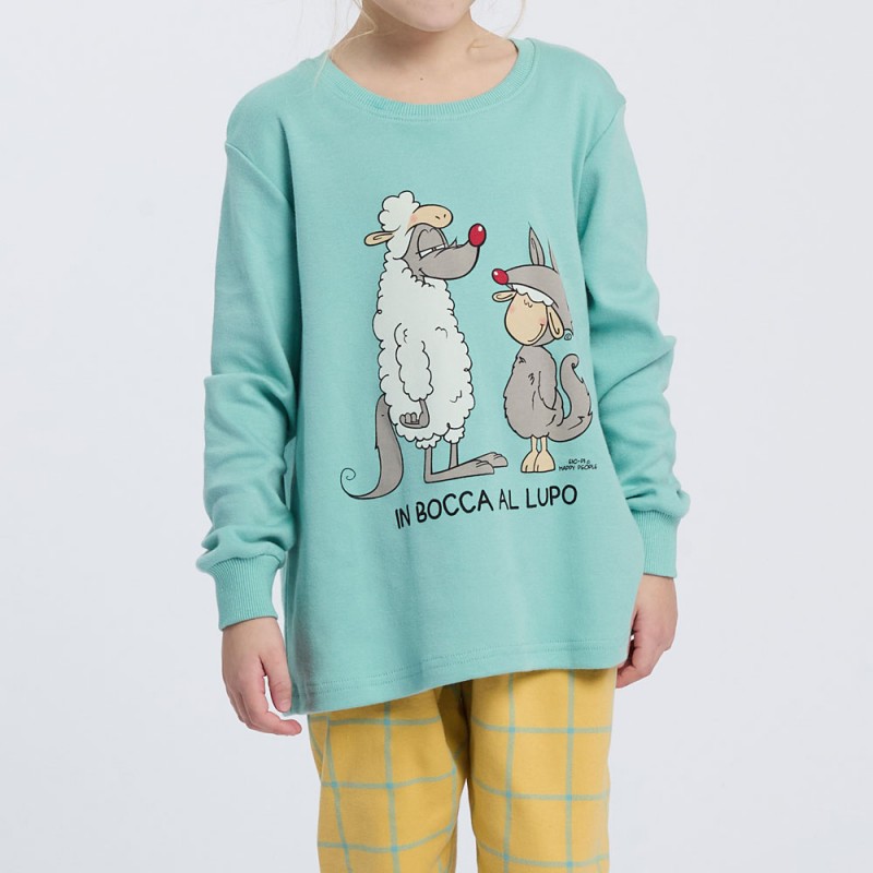 HAPPY PEOPLE - Εφηβική Χειμερινή Πυτζάμα για Κορίτσι με Σφικτήρα IN BOCCA AL LUPO (10-14 ετών)