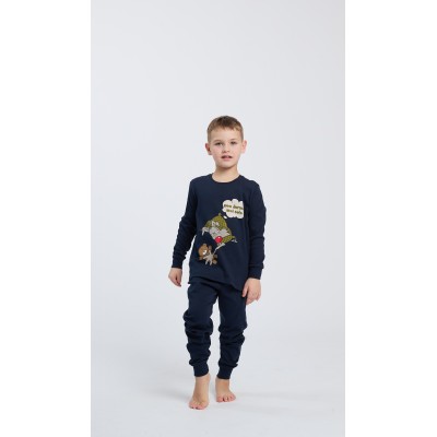 HAPPY PEOPLE - Εφηβική Χειμερινή Πυτζάμα για Αγόρι με Πατιλέτα και Σφικτήρα NON DORMO SOLO (10-14 ετών)