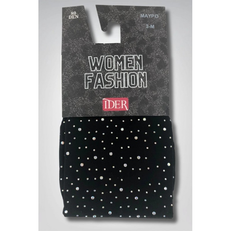 Ider - Γυναικείο Αδιάφανο Ελαστικό Καλσόν 80Den με Στρας ως Πάνω από το Γόνατο