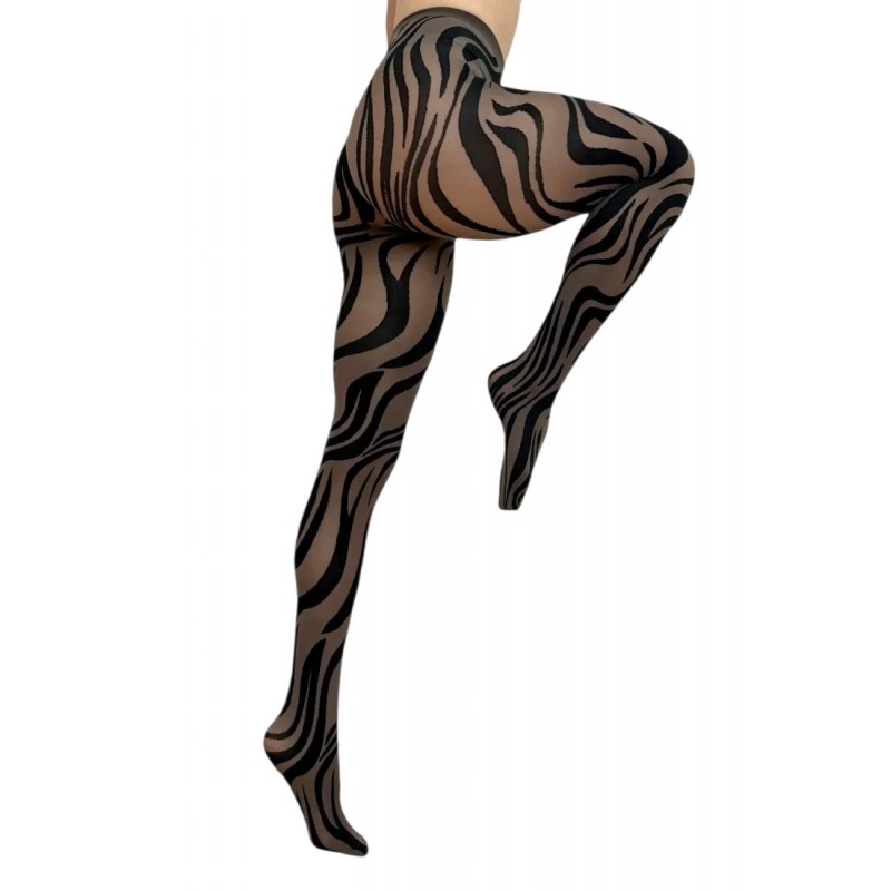 Ider - Γυναικείο Αδιάφανο Ελαστικό Καλσόν 50 Den με Σχέδιο Zebra