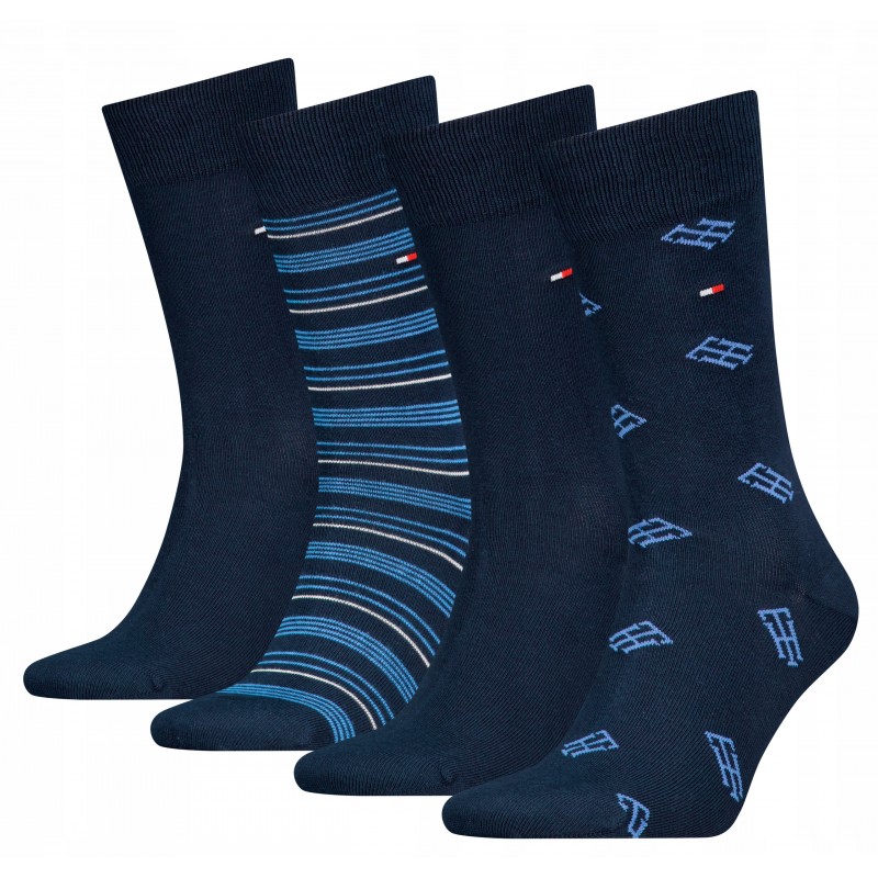 Tommy Hilfiger - Ανδρικές Κάλτσες TH Men Monogram Stripe Gift Box 4Pack
