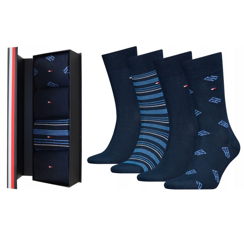 Tommy Hilfiger - Ανδρικές Κάλτσες TH Men Monogram Stripe Gift Box 4Pack