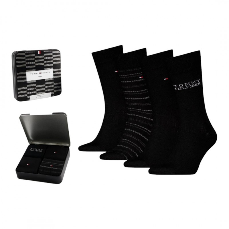 Tommy Hilfiger - Ανδρικές Κάλτσες TH Men Sock 4Pack Tin Gift Box Tommy Stripe