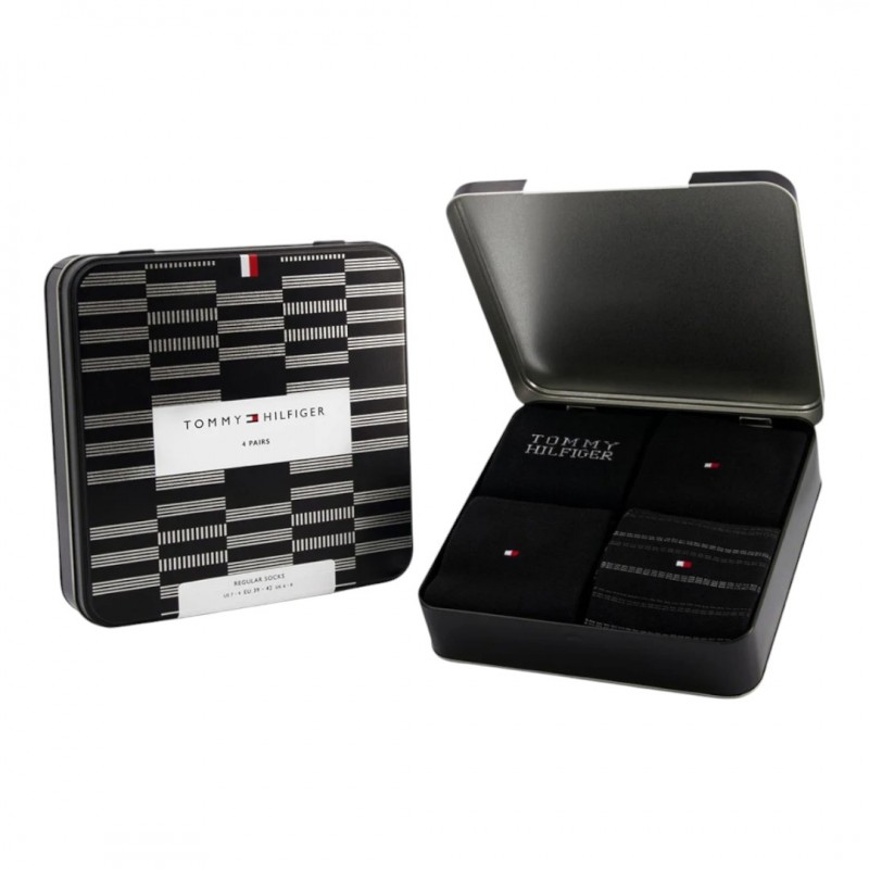 Tommy Hilfiger - Ανδρικές Κάλτσες TH Men Sock 4Pack Tin Gift Box Tommy Stripe