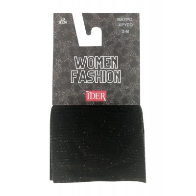 Ider - Γυναικείο Διάφανο Ελαστικό Καλσόν 20Den με Βελούδινη Αίσθηση και Χρυσό Λούρεξ