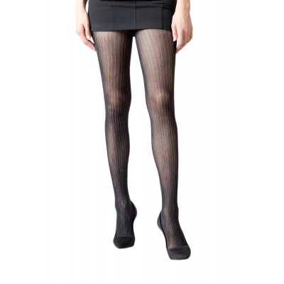 Ider - Γυναικείο Διχτυωτό Καλσόν 20Den με Σχέδιο Ασημί Λούρεξ Κάθετη Ρίγα