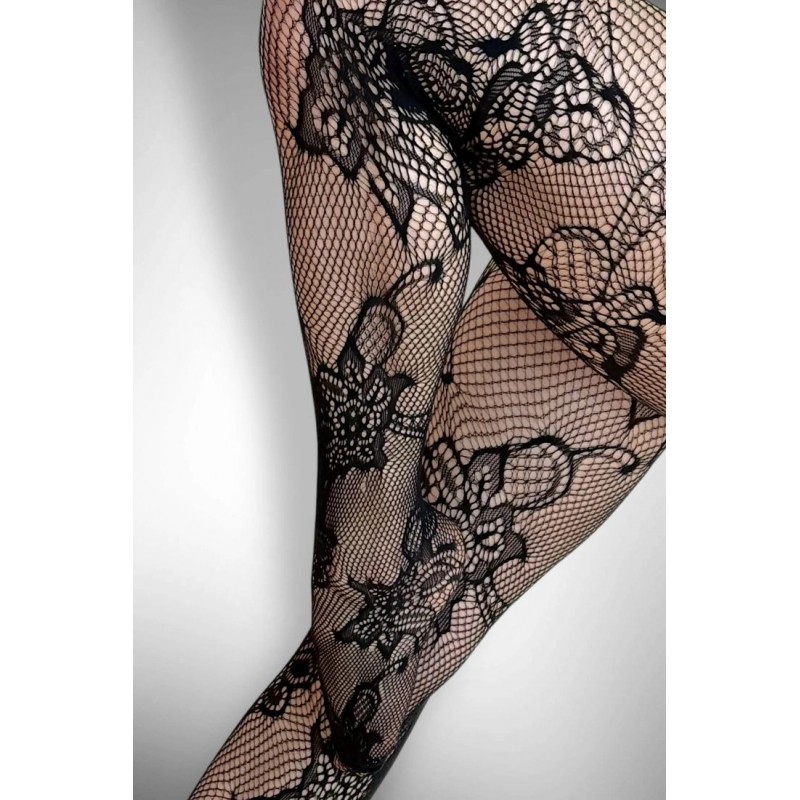 Ider - Γυναικείο Ελαστικό Καλσόν Δίχτυ με Floral Σχέδιο