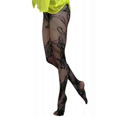 Ider - Γυναικείο Ελαστικό Καλσόν Δίχτυ με Floral Σχέδιο