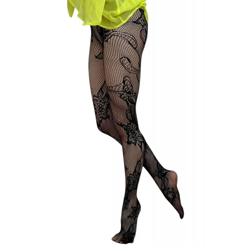 Ider - Γυναικείο Ελαστικό Καλσόν Δίχτυ με Floral Σχέδιο