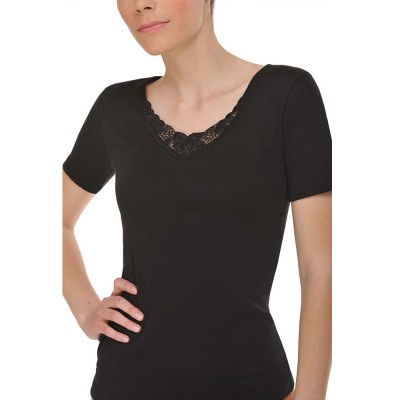 Helios Γυναικείο Φανελάκι Βαμβακερό Κοντομάνικο Μοτίφ