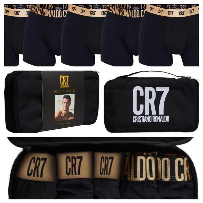 CR7 Underwear - Cristiano Ronaldo Gold Collection Ανδρικά Boxer σε Travel Zip Bag - Σετ 5 Τμχ.