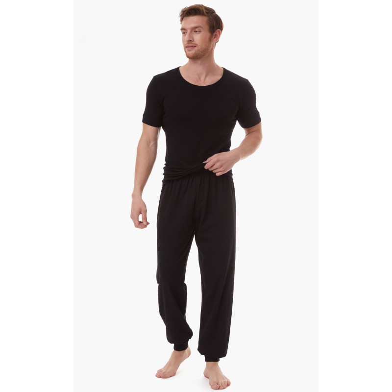 Minerva - Ανδρική Φανέλα Κοντομάνικη Rib Μάλλινη Merinos - (Large)