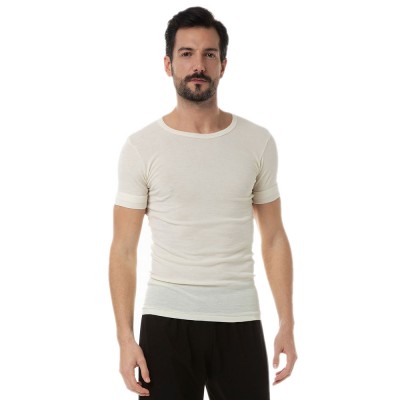 Minerva - Ανδρική Φανέλα Κοντομάνικη Rib Μάλλινη Merinos - (Medium)