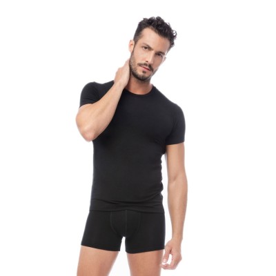 Minerva - Mengear Modal Ανδρική Κοντομάνικη Φανέλα με Κλειστή Λαιμόκοψη