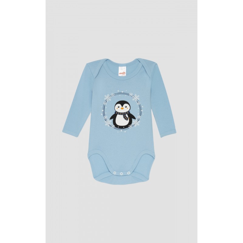 Minerva - Βρεφικό Φορμάκι Μακρυμάνικο Cute Penguin (78-98 cm - 6-36 μηνών) Συσκευασία 2 Τεμαχίων