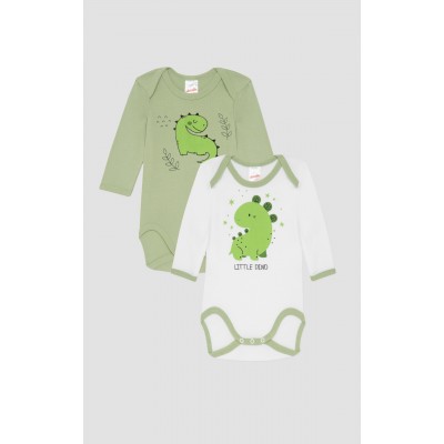 Minerva - Βρεφικό Φορμάκι Μακρυμάνικο Little Dino (78-98 cm - 6-36 μηνών) Συσκευασία 2 Τεμαχίων