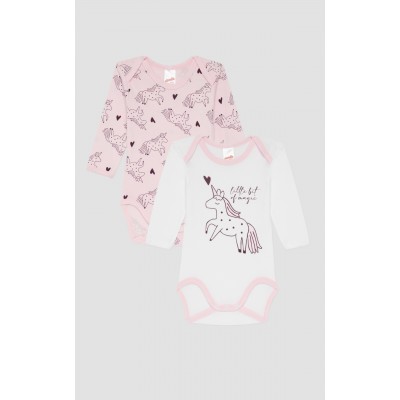 Minerva - Βρεφικό Φορμάκι Μακρυμάνικο Unicorns (78-98 cm - 6-36 μηνών) Συσκευασία 2 Τεμαχίων