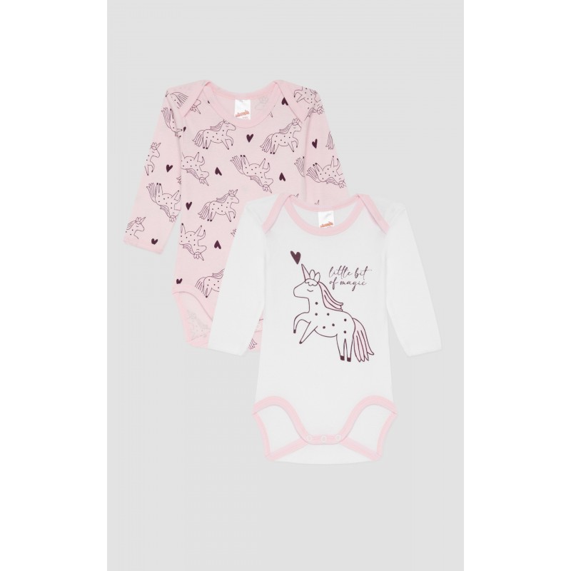 Minerva - Βρεφικό Φορμάκι Μακρυμάνικο Unicorns (78-98 cm - 6-36 μηνών) Συσκευασία 2 Τεμαχίων