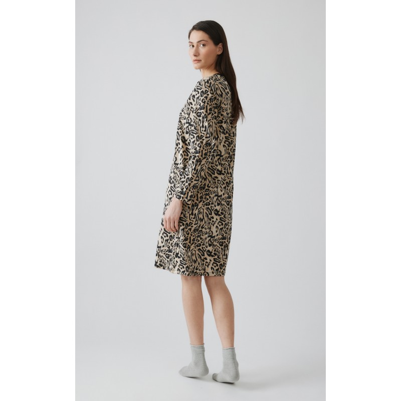 Minerva - Γυναικείο Χειμερινό Νυχτικό Εμπριμέ με Πατιλέτα TENCEL™ Modal