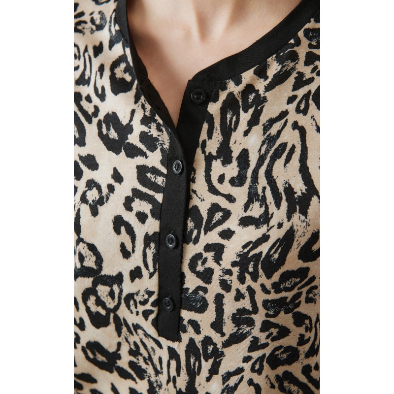 Minerva - Γυναικείο Χειμερινό Νυχτικό Εμπριμέ με Πατιλέτα TENCEL™ Modal