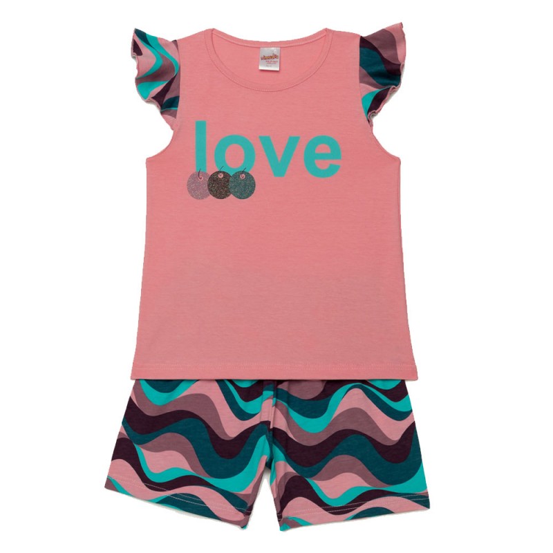 Minerva - Παιδική Πυτζάμα Αμάνικη για Κορίτσι Happy Waves (4 έως 10 ετών)