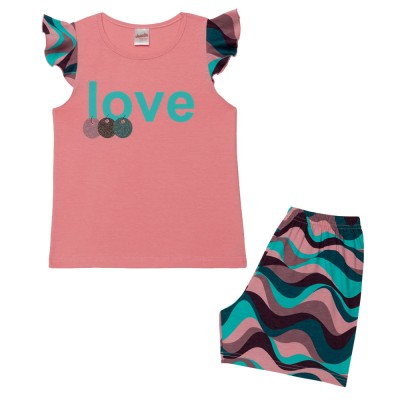 Minerva - Παιδική Πυτζάμα Αμάνικη για Κορίτσι Happy Waves (4 έως 10 ετών)