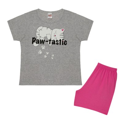 Minerva - Παιδική Πυτζάμα Κοντομάνικη για Κορίτσι Sleepy Cats (4 έως 10 ετών)