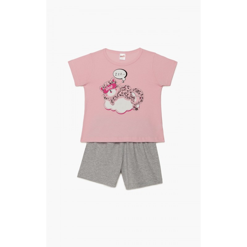 Minerva - Παιδική Πυτζάμα Κοντομάνικη για Κορίτσι Sleepy Cats (4 έως 10 ετών)