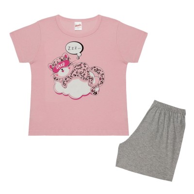 Minerva - Παιδική Πυτζάμα Κοντομάνικη για Κορίτσι Sleepy Cats (4 έως 10 ετών)