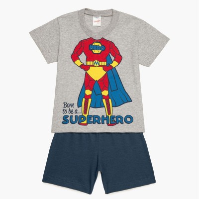 Minerva - Βρεφική Πυτζάμα Κοντομάνικη για Αγόρι SuperHero (1-4 ετών)