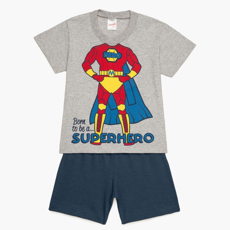 Minerva - Βρεφική Πυτζάμα Κοντομάνικη για Αγόρι SuperHero (1-4 ετών)