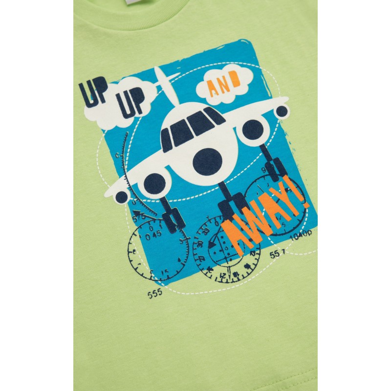 Minerva - Βρεφική Πυτζάμα Κοντομάνικη για Αγόρι Aeroplane (1-4 ετών)