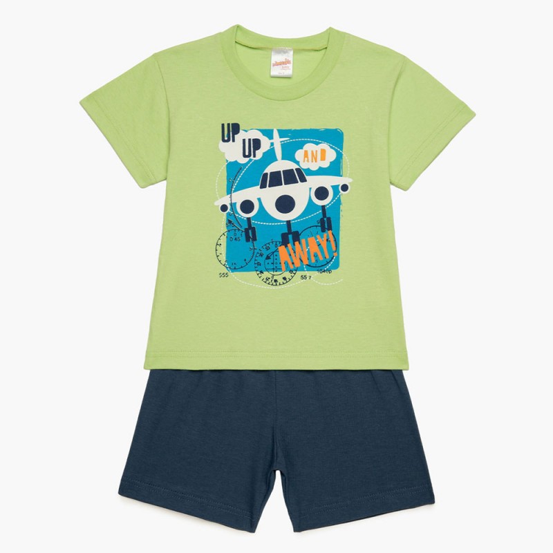 Minerva - Βρεφική Πυτζάμα Κοντομάνικη για Αγόρι Aeroplane (1-4 ετών)