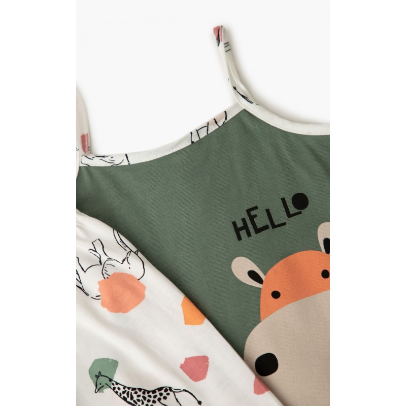 Minerva - Βρεφική Πυτζάμα Καλοκαιρινή Αμάνικη Μπριτέλα για Κορίτσι Safari (1-4 ετών)