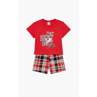 Minerva - Βρεφική Πυτζάμα Καλοκαιρινή για Αγόρι Let's Go (1-4 ετών)